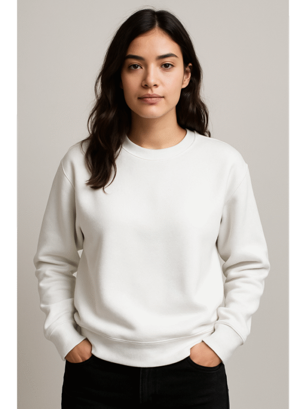 Unisex customizable white sweat-shirt - Image 2