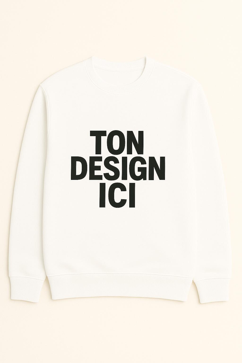 Unisex customizable white sweat-shirt