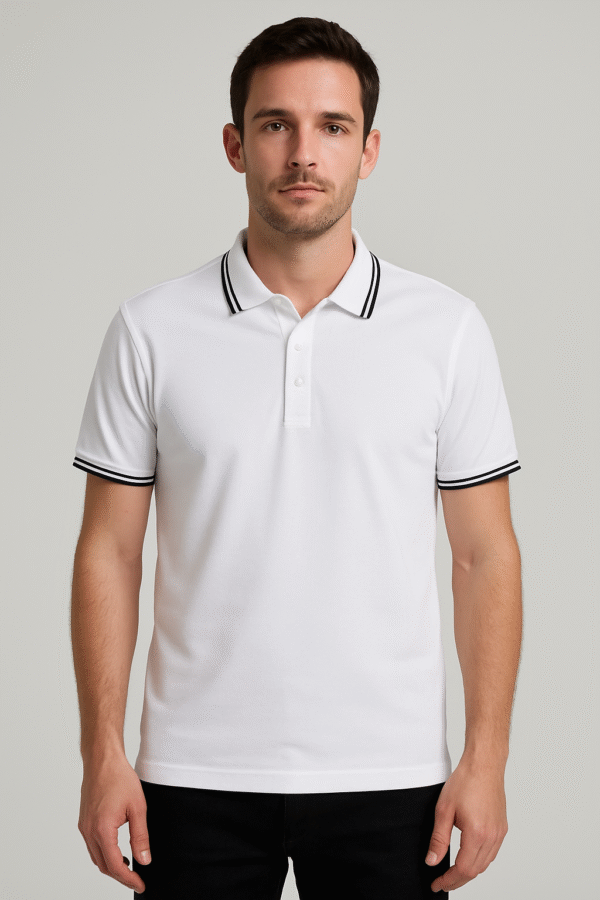 Unisex customizable white polo - Image 2