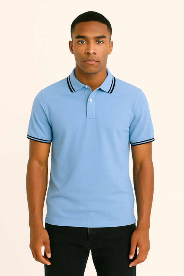 Unisex customizable bleu polo - Image 2