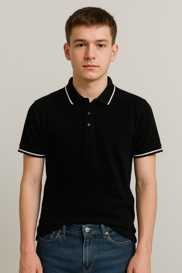 Unisex customizable black polo - Image 2