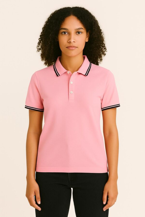 Unisex customizable pink polo - Image 2