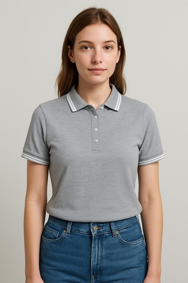 Unisex customizable grey polo - Image 2