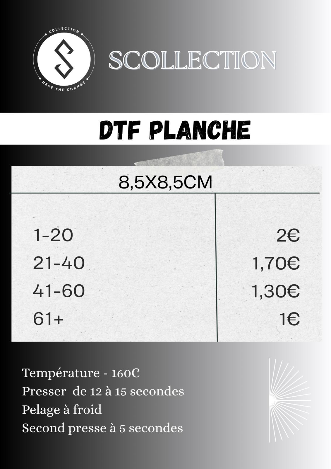 DTF Transferts planche 8,5X8,5cm